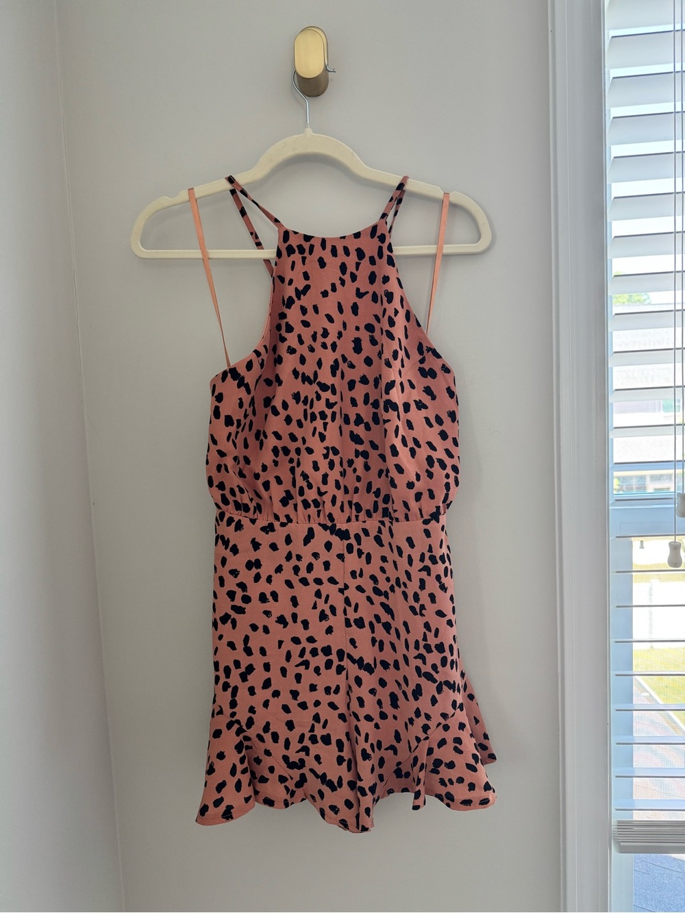 Peach Spotted Halter Romper